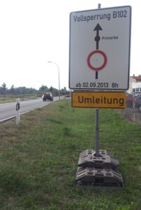 Vollsperrung auf Bundesstraße 102 zwischen Pritzerbe und Fohrde