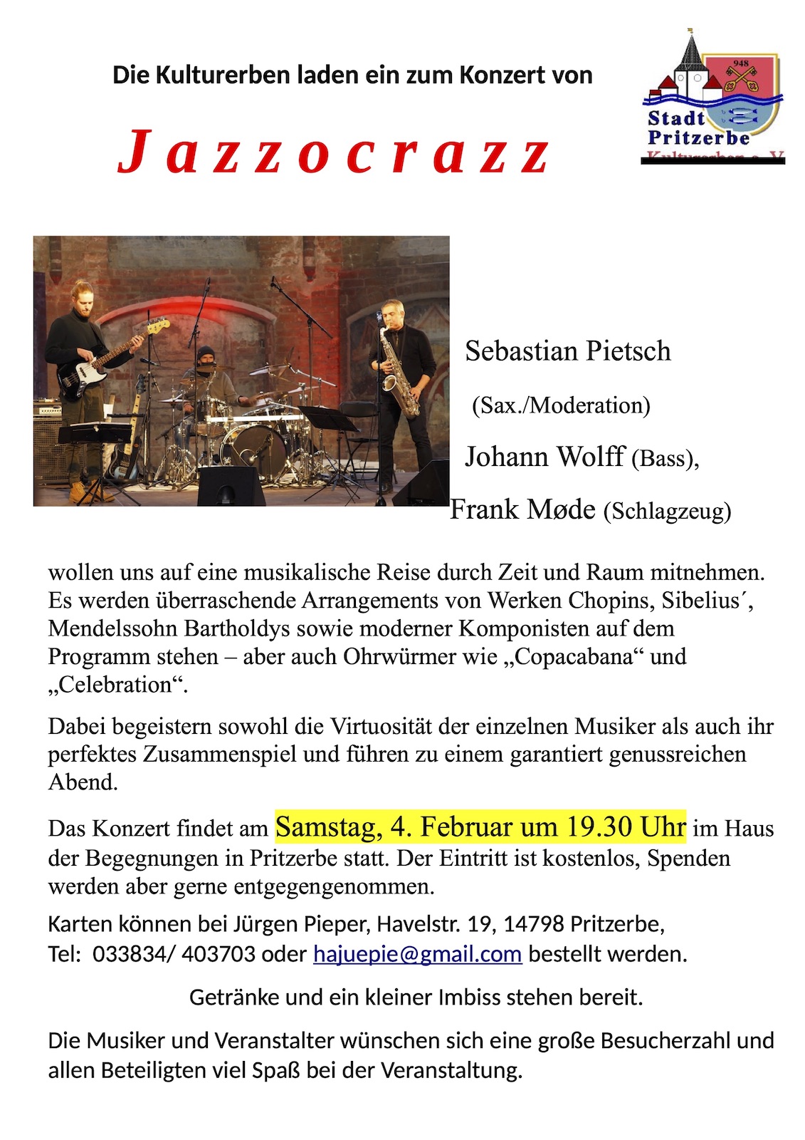Jazzocrazz Konzert in Pritzerbe