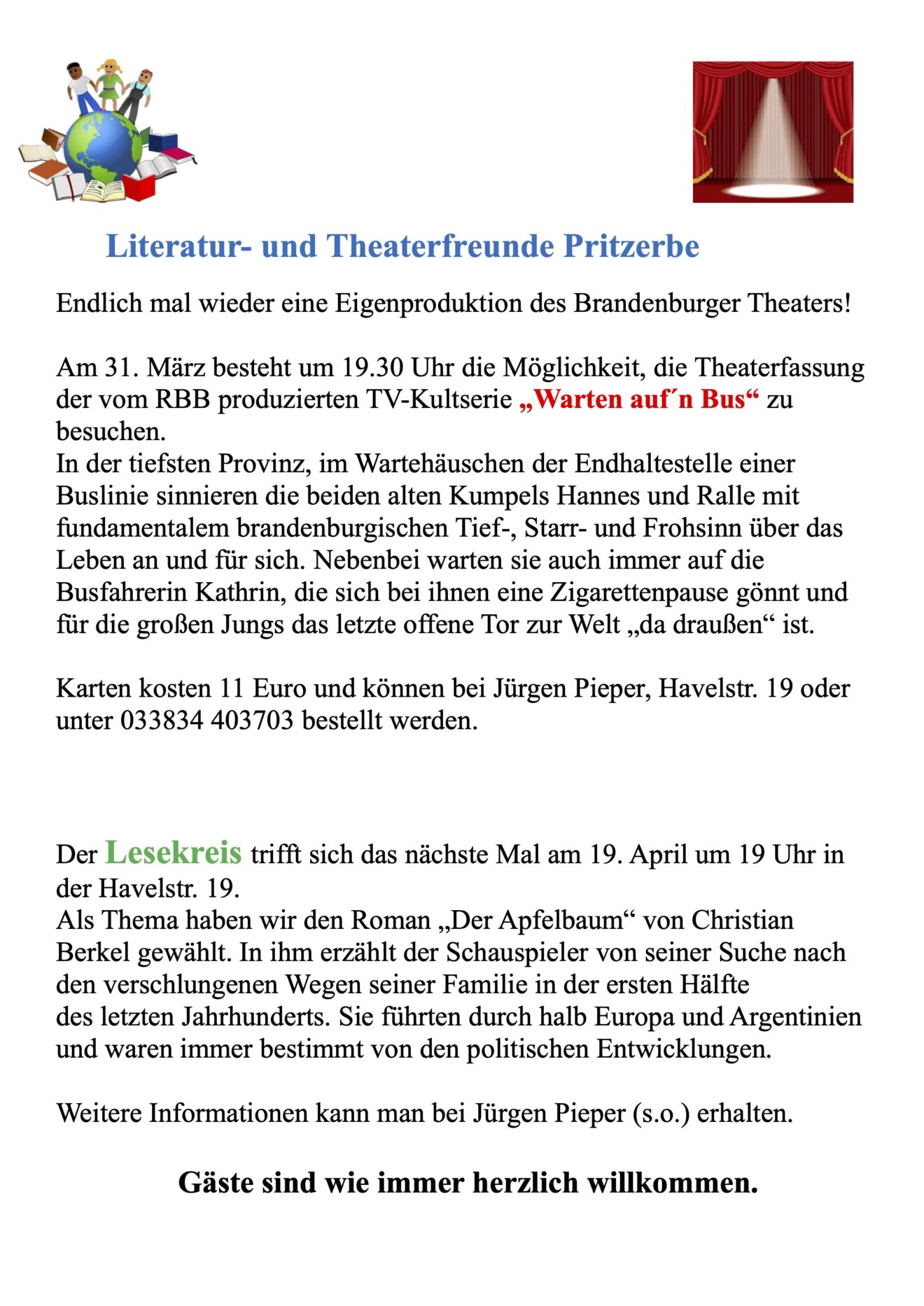 Lesekreis der Literatur- und Theaterfreunde Pritzerbe
